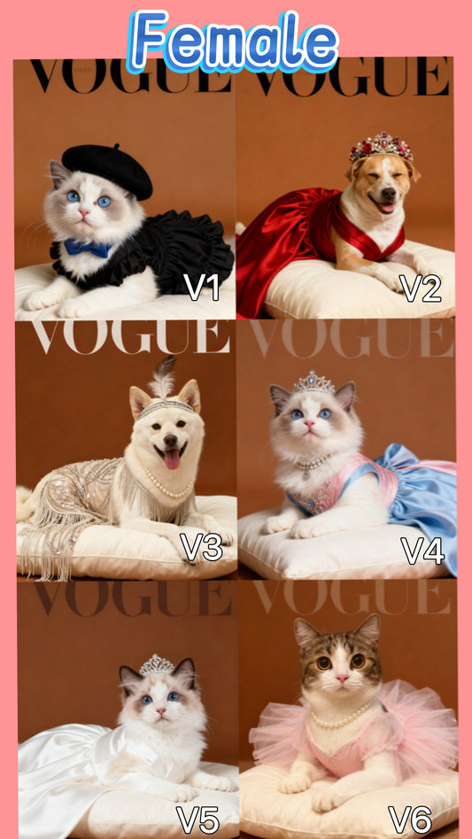 Vogue-Style Pet Portrait, Digital Fashion Pet Cover, Delivered in 48hrs, Custom High-Fashion Pet Art, Printable Wall Art Gift