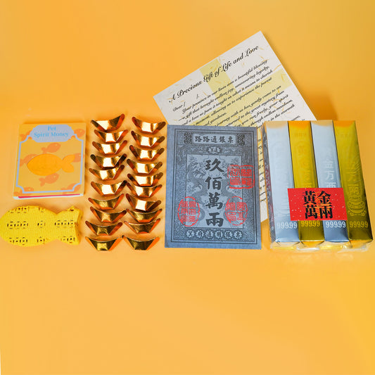 Ancient Chinese Ceremonial -Eco-Friendly Pet Memorial Joss Paper for Cats - Basic Taoism Ritual Kit