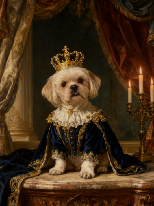 Baroque Royal Pet Portrait, Custom Noble Dog Cat Painting, Digital Art File, Delivered in 48hrs, Opulent Pet Portrait Gift, Palace Wall Art