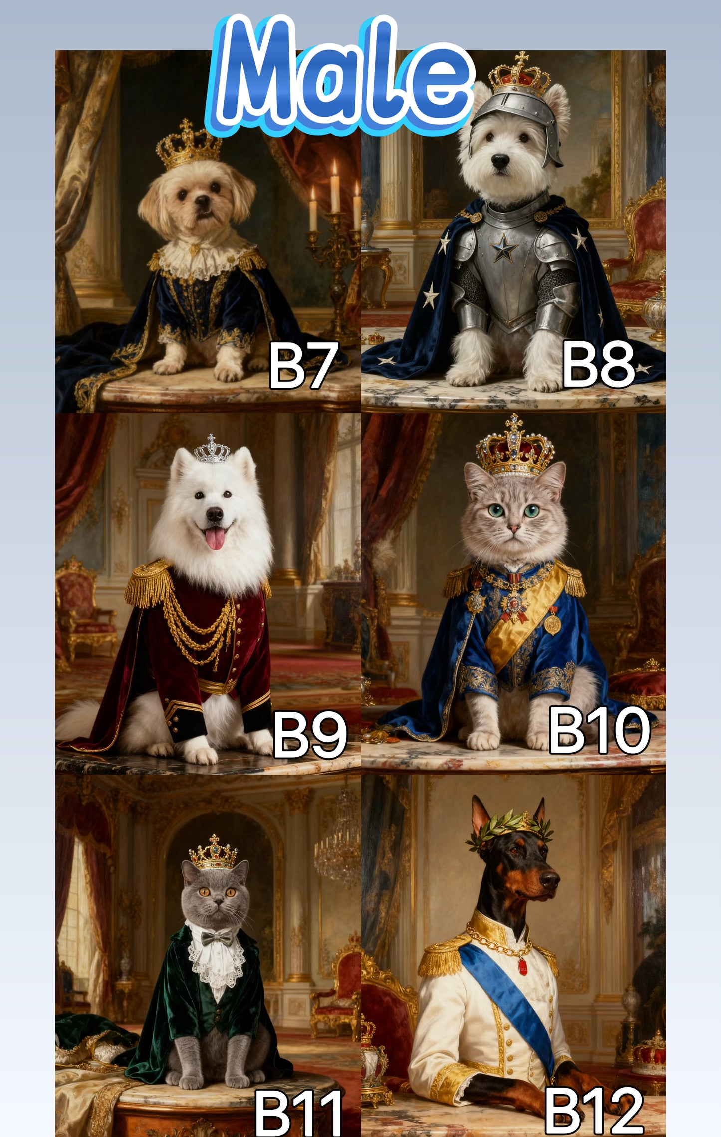 Baroque Royal Pet Portrait, Custom Noble Dog Cat Painting, Digital Art File, Delivered in 48hrs, Opulent Pet Portrait Gift, Palace Wall Art