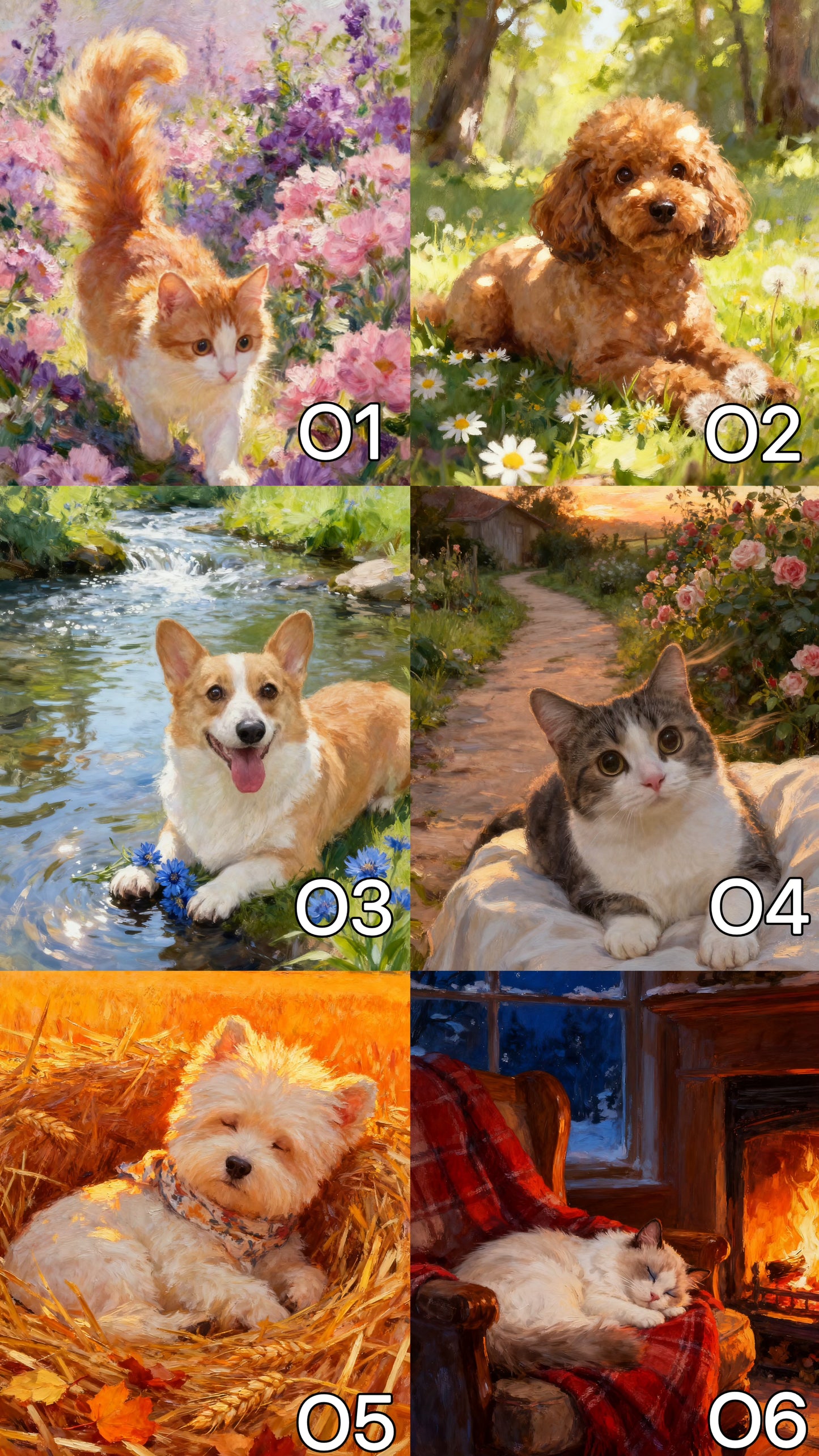 Pastoral Oil Painting Pet Portrait, Custom Cottagecore Pet Art, Delivered in 48hrs, Romantic Landscape Pet Gift, Printable Art