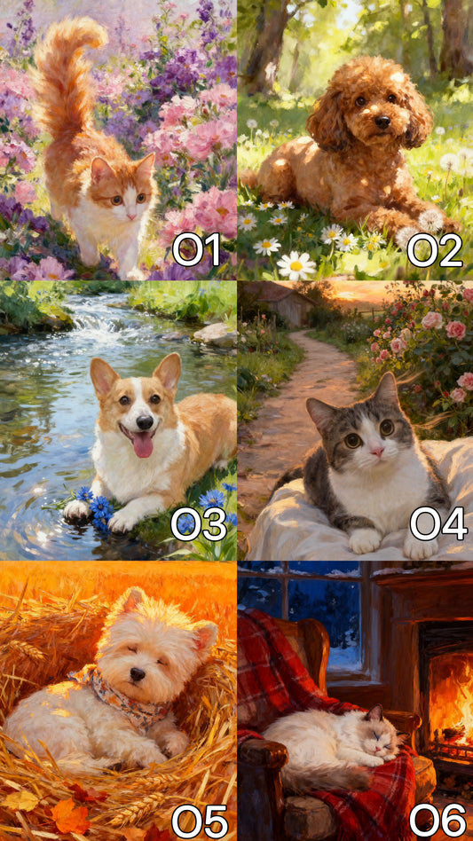 Pastoral Oil Painting Pet Portrait, Custom Cottagecore Pet Art, Delivered in 48hrs, Romantic Landscape Pet Gift, Printable Art